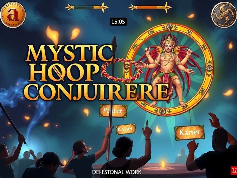Mystic Hoop Conjurer game banner featuring magical hoops and Indian deities